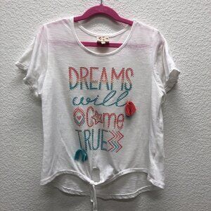 Belle Du Jour Girls Top Large Dreams Will Come True Pastels Shirt Tassels